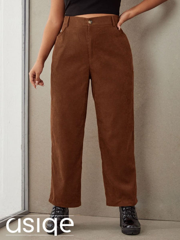 Pantalon Lindsey Pantalones Plus Size 10 asiqe Marrón XL 